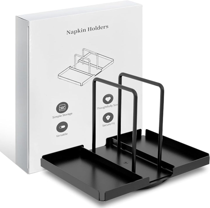 Drehbarer Serviettenhalter Schwarz, Serviettenhalter aus Metall mit Caddy für Salz- und Pfefferstreu