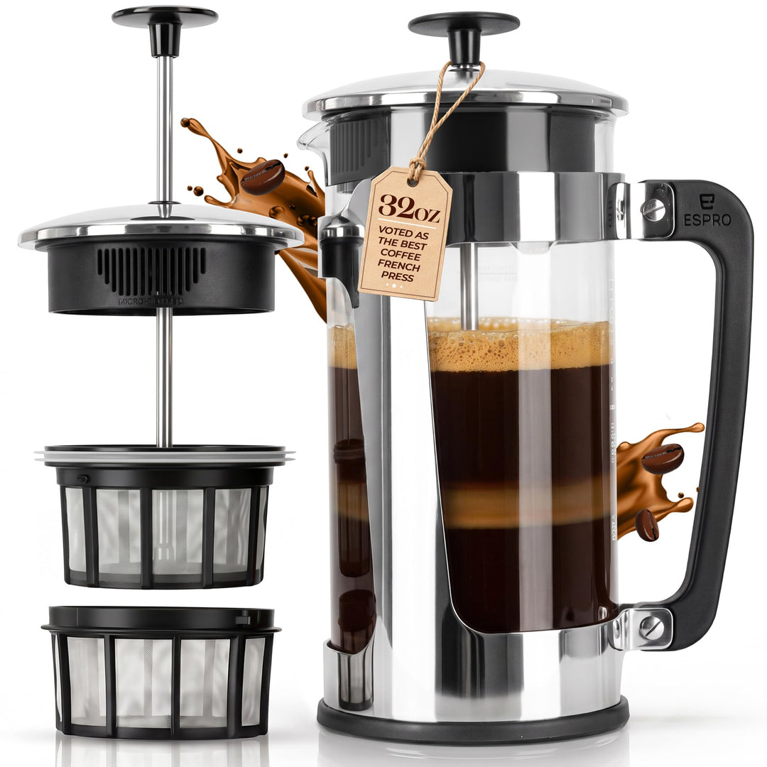 ESPRO – P5 French Press – Kaffee- und Teezubereiter mit doppeltem Mikrofilter, körnungsfreies und bi