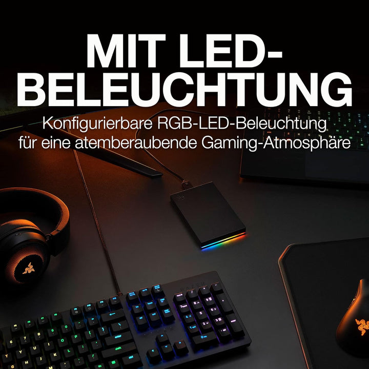 Seagate FireCuda Gaming HDD 1TB, tragbare externe Festplatte, PC Gaming, USB 3/2, inkl. 3 Jahre Resc