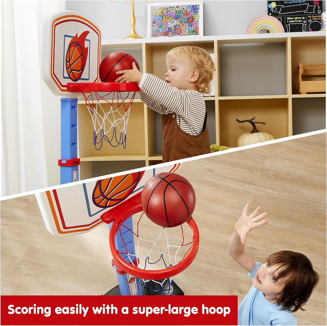 JOYIN Basketballkorb Kinder,Mini Basketballkorb Outdoor Indoor mit Ständer Höhenverstellbarer 75-105