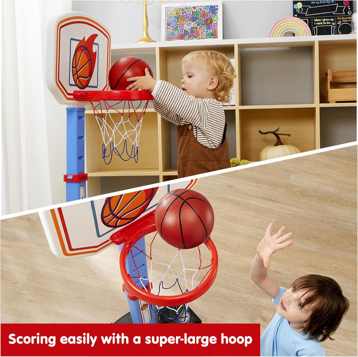 JOYIN Basketballkorb Kinder,Mini Basketballkorb Outdoor Indoor mit Ständer Höhenverstellbarer 75-105