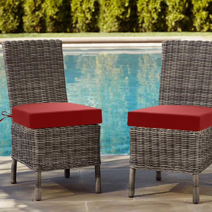 Sitzkissen Outdoor 40x40, 2er Set Wasserdicht mit Bändern | Wasserdichtes Stuhlkissen für Gartenmöbe