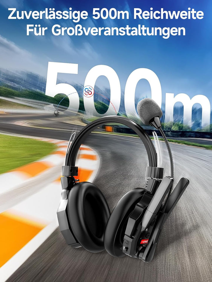 SYNCO XTALK XMax2 Wireless Intercom Headset, Zwei-Ohr Headset 500m Reichweite 24h Akku für Event TV