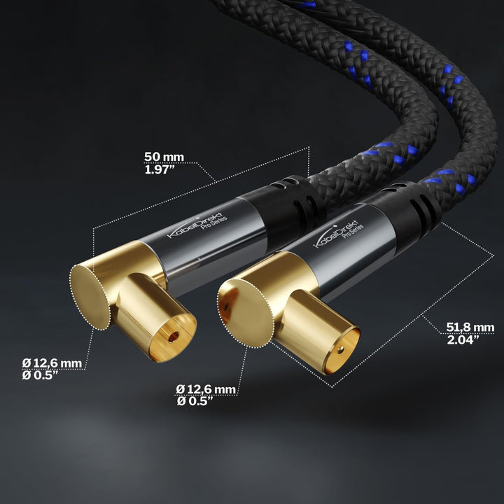 KabelDirekt – 4K Antennenkabel Nylon, TV Kabel 90° gewinkelt – 12,5m – In Deutschland entwickelt, br