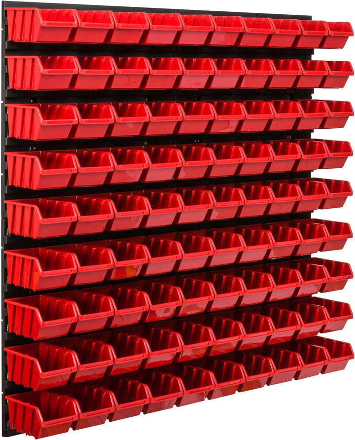 Lagersystem Werkstattregal | 78 x 78 cm | 90 stck. Box | Wandregal mit Stapelboxen - Wandplatten Ext