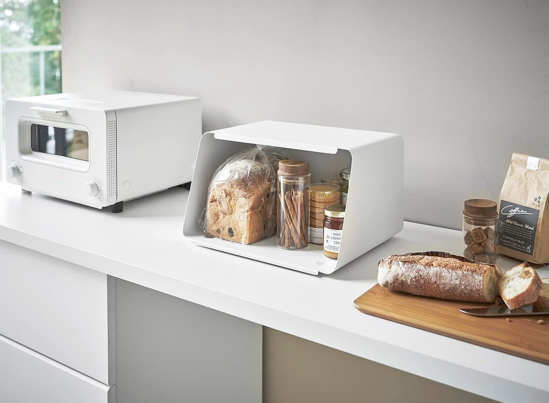 YAMAZAKI Tower Brotkasten, Edelstahl, Weiss, One Size, Weiss