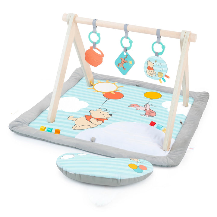 Bright Starts Disney Winnie PUUH Once Upon a Tummy Time Baby Aktivitätenmatte mit Spielzeugstange au