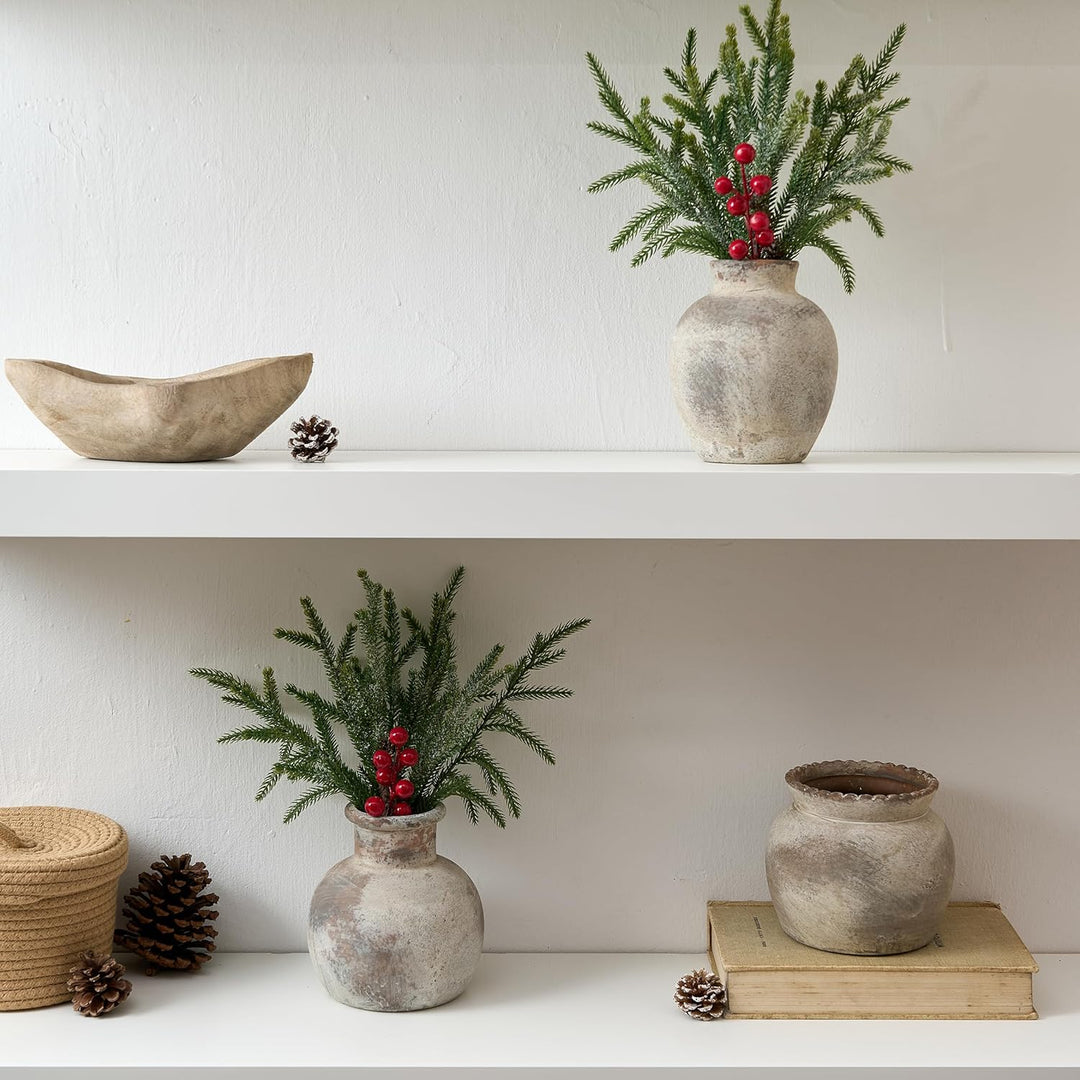 SIDUCAL Dekorative Blumenvase aus Keramik | 15,2 cm Keramik rustikale Bauernhausvase | Boho-Vase für