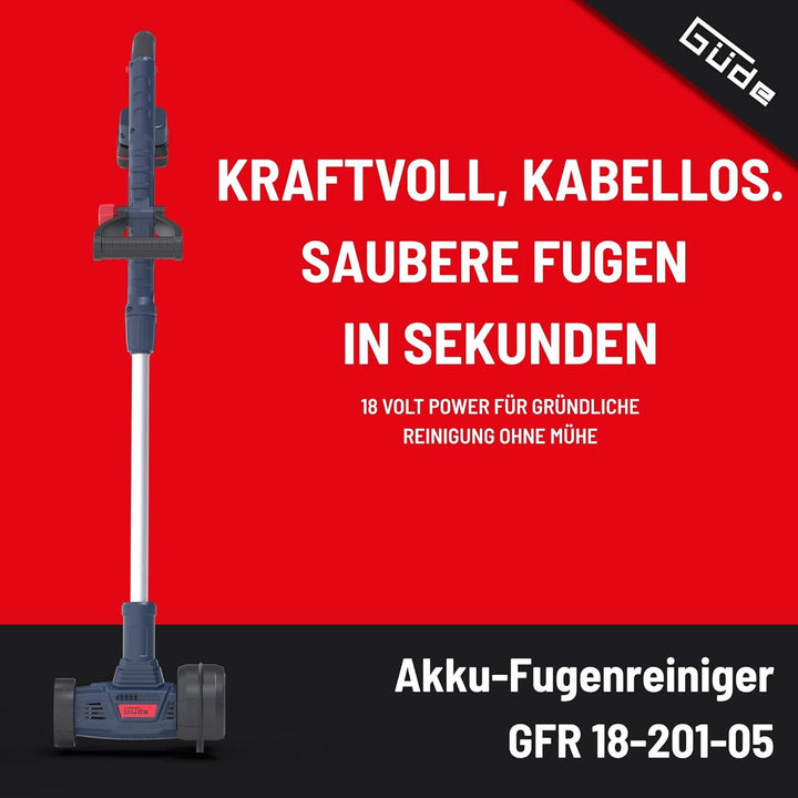 Güde GFR 18-201-05 Akku-Fugenreiniger - 18 Volt Li-Ion, 1200 Umdrehungen pro Minute, 11 cm Bürstendu
