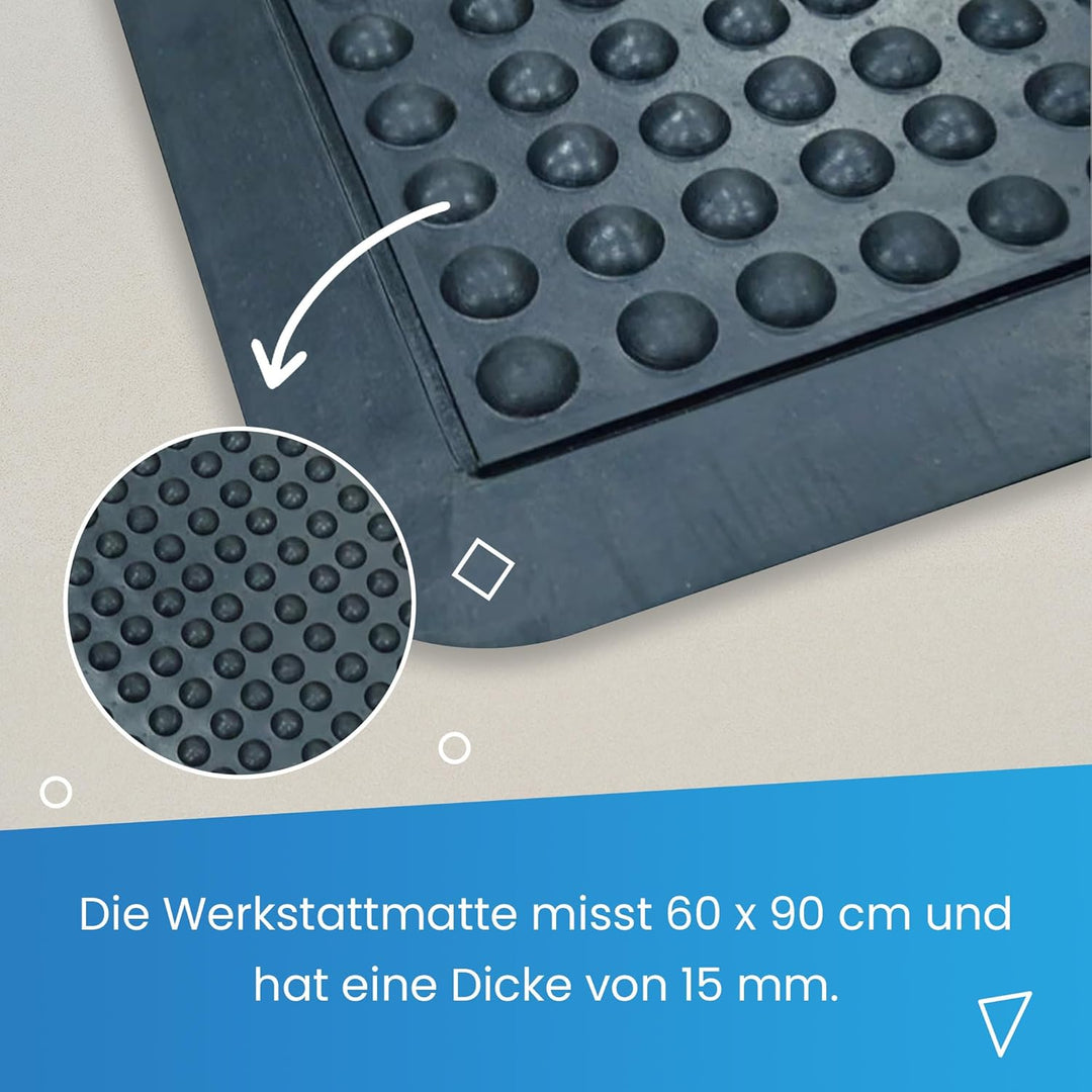 Ergonomische Arbeitsplatzmatte - Anti-Ermüdungsmatte - 60x90cm - 15mm Noppen 60 x 90 cm / Schwarz, 6