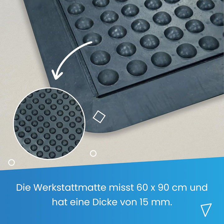 Ergonomische Arbeitsplatzmatte - Anti-Ermüdungsmatte - 60x90cm - 15mm Noppen 60 x 90 cm / Schwarz, 6