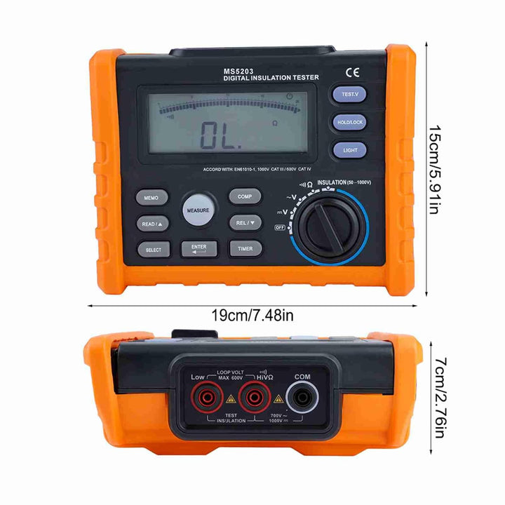 Isolationswiderstandsprüfer MS5203 Digital- und Analoganzeige 50-1000 V Isolationswiderstandsprüfger