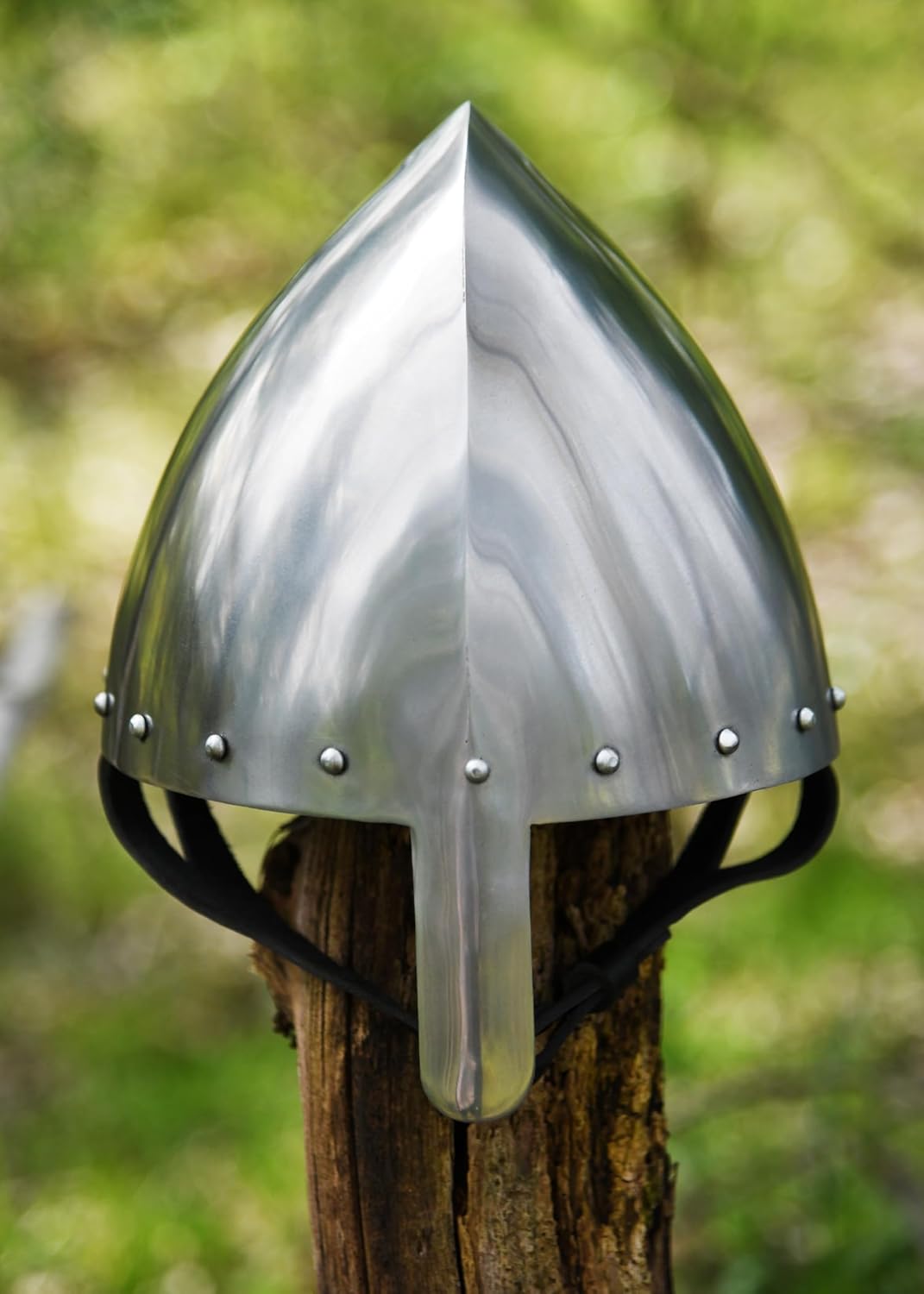Ulfberth Konischer Nasalhelm | Tschechicher Olmütz Helm | Normannen Helm aus 2 mm Stahl mit verstärk