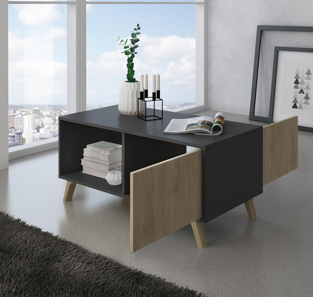 Skraut Home – Couchtisch – 45 x 92 x 50 cm – niedriger Tisch ideal für Wohn- oder Esszimmer – Windmo
