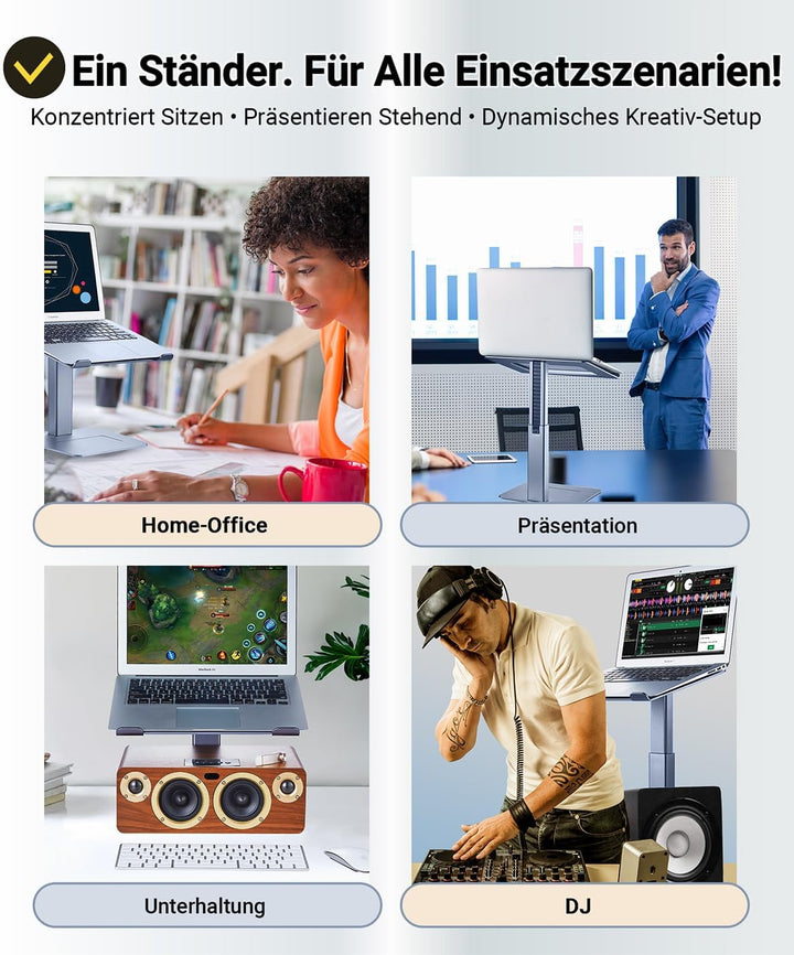 supamir Laptop Ständer Höhenverstellbar, Laptopständer für Schreibtisch, Stehen möglich, DJ Laptop S