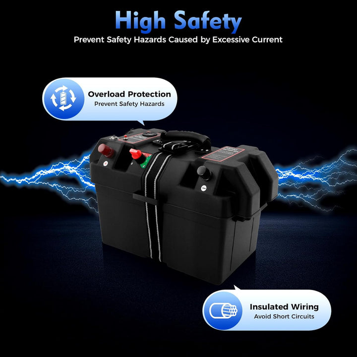 Akku Batteriebox mit Doppel-USB-Anschluss, Batteriekasten Batteriebox Boot mit LED-Anzeige, Batterie