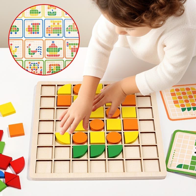 Montessori Spielzeug ab 3 4 5 6 Jahre, Mosaik Puzzle, Kinderspielzeug ab 3 Jahre, Spiele ab 3 Jahren