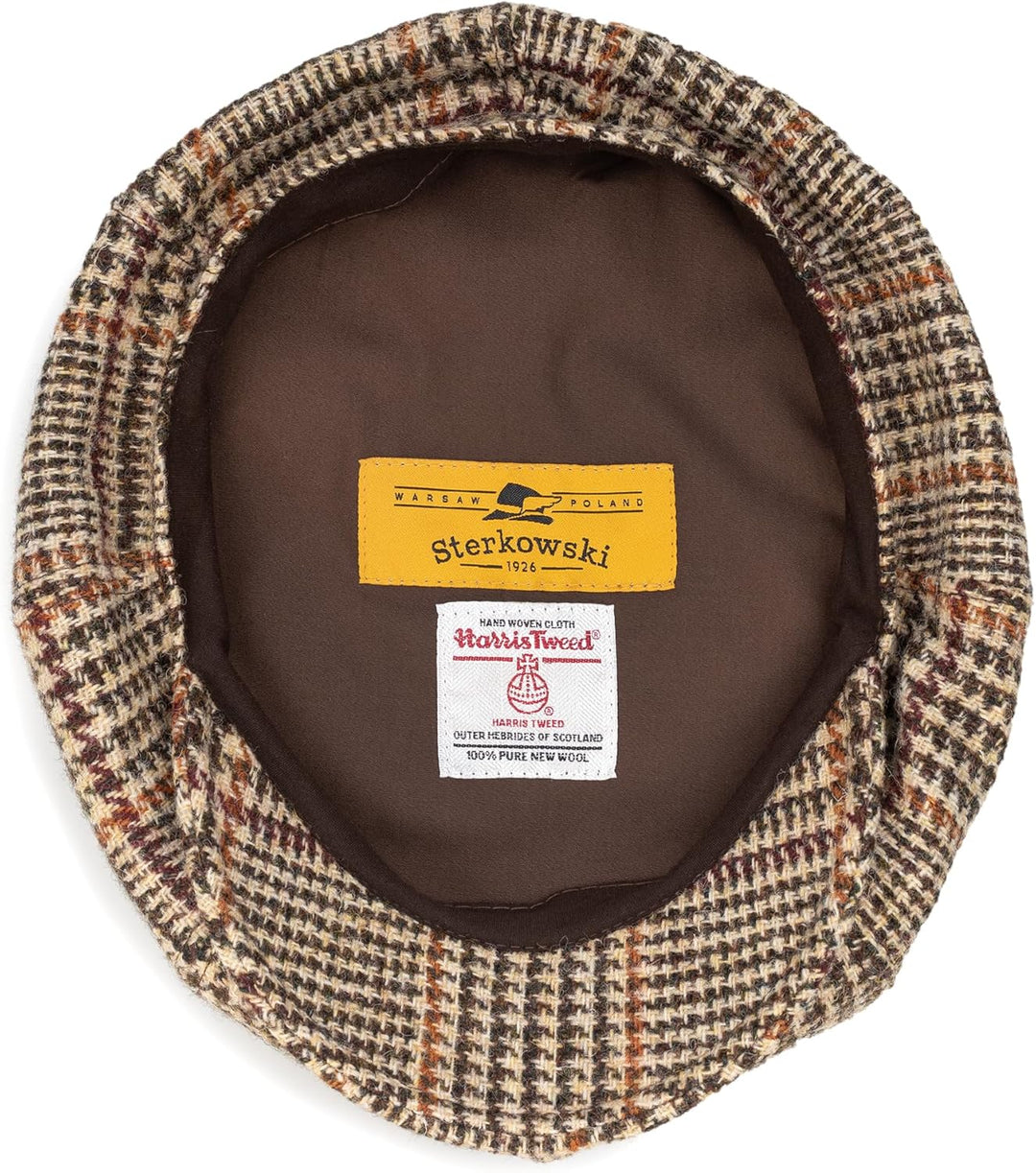 Sterkowski Peaky Paperboy Cap | Harris Tweed Newsboy Cap für Herren | Klassisch Elegante 8 Panels Mü
