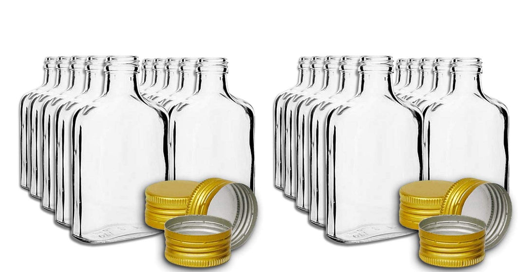 24 Taschenflaschen 100 ml mit goldfarbenen Schraubverschlüssen für Wein, Whisky oder Spirituosen