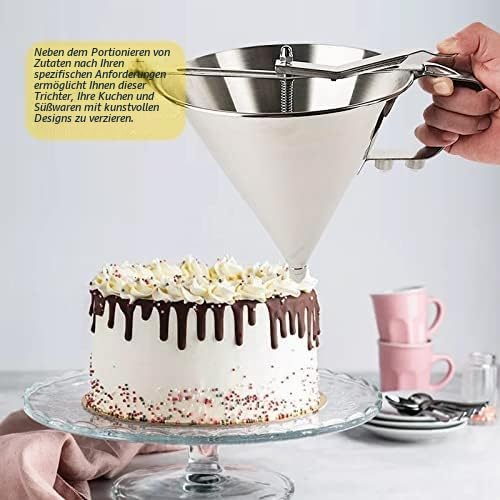Pfannkuchen Trichter Edelstahl Teigportionierer, 1.9 L Pancakes Trichter Fondanttrichter, Einfülltri