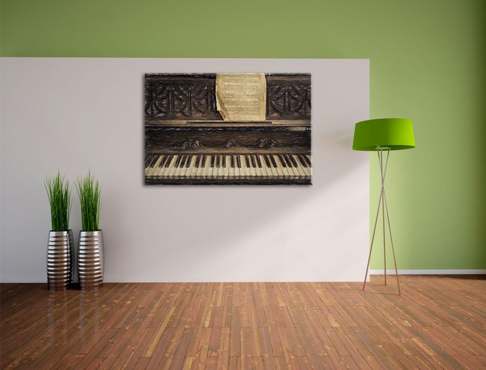 Pixxprint Klavier mit Notenblatt als Leinwandbild/Grösse: 100x70 / Wandbild/Kunstdruck/fertig bespan
