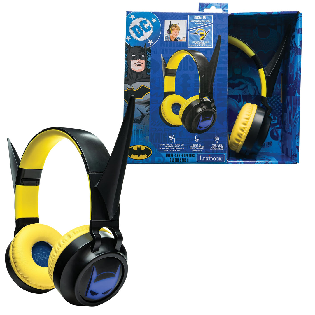 Lexibook, Batman, Faltbarer leuchtender Bluetooth®- und Kabelkopfhörer mit 3D-Design aus dem Batman-