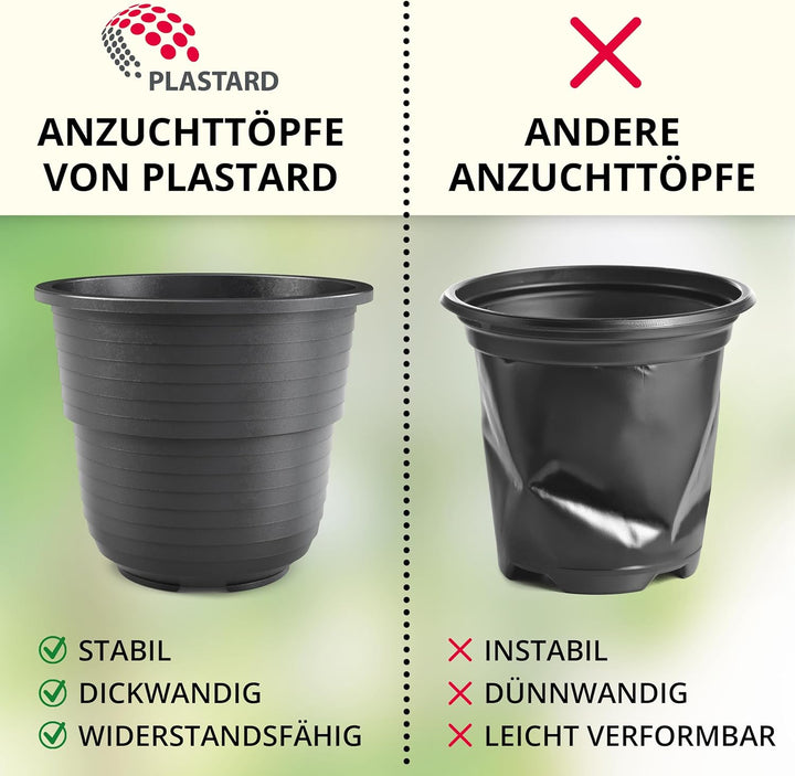 Anzuchttöpfe 12 cm Durchmesser 50 Stück mit Untersetzer 12 cm Farbe Anthrazit Kunststoff Pflanztopf