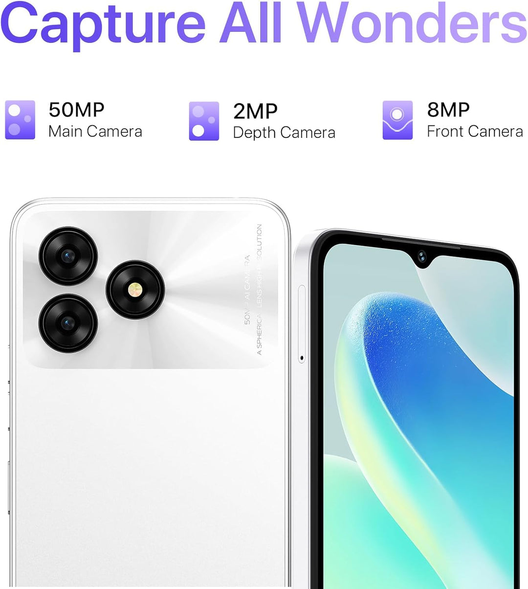 UMIDIGI G5 Smartphone Ohne Vertrag, 16GB+128GB/1TB, Handy Ohne Vertrag Android 13, 50MP+8MP, 6.6" HD