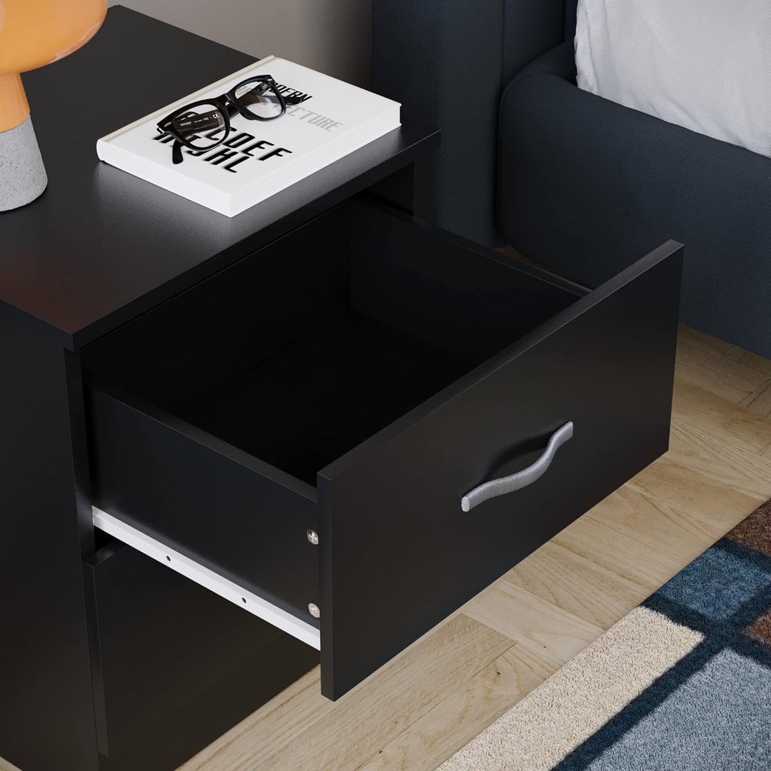Vida Designs schwarz Nachttisch Schublade, Nachttisch, 2 Schubladen, Nachttisch, Metall Griffe & Läu