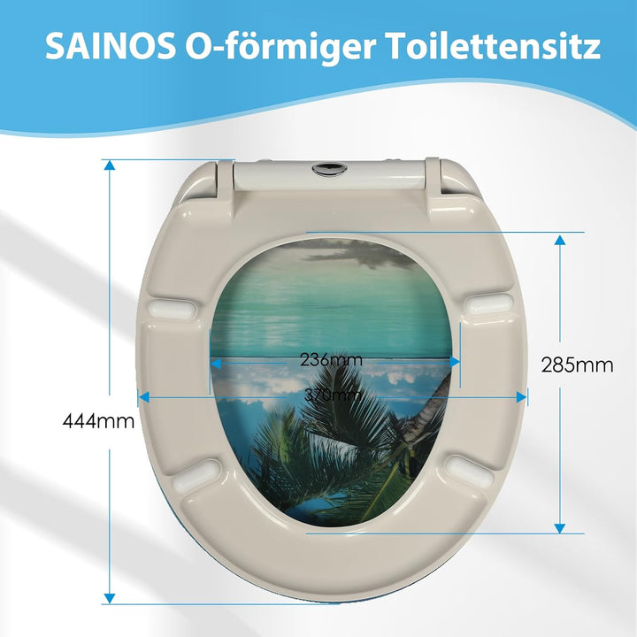 Duroplast-Toilettensitz, O-förmiger Toilettendeckel mit Soft-Close-Mechanismus, Edelstahlscharnier,