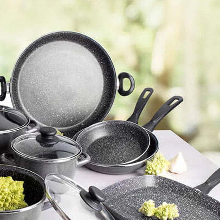 MAGEFESA 02108247 Wok Gransasso 28 cm, Emaillierter Stahl, Schwarz