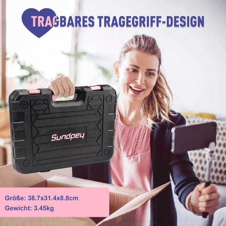 ‎Sundpey Werkzeugkoffer Gefüllt Profi 148tlg - Haushalts-Werkzeugkoffer Werkzeugkasten Werkzeug-set