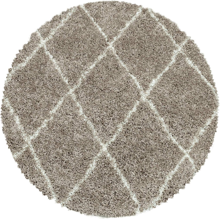 Shaggy Runder Hochflor Teppich Wohnzimmer Schlafzimmer Teppich Rund Deko Rautenmuster Modernes Desig