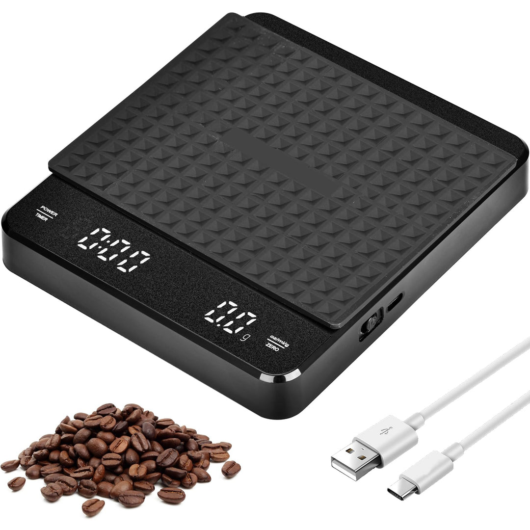Wiederaufladbare Coffee Scale Espresso Waage Digitale Kaffeewaage mit Timer Multifunktionale Küchenw