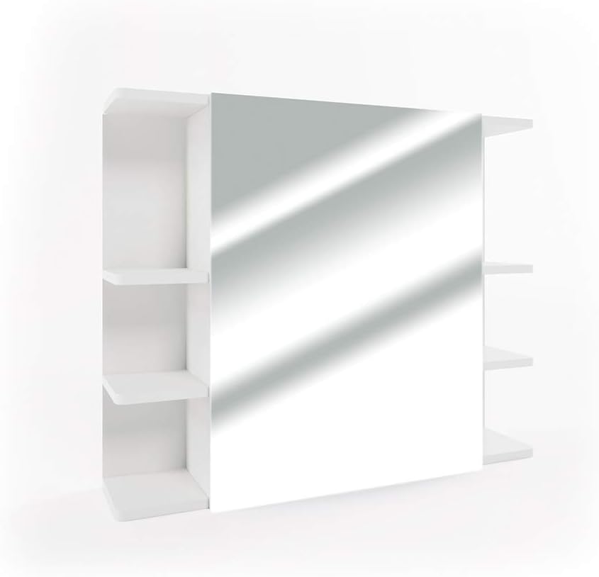 Vicco Bad Spiegelschrank Fynn, Weiss, 80 x 64 cm Weiss 80x64x21 cm, Weiss 80x64x21 cm
