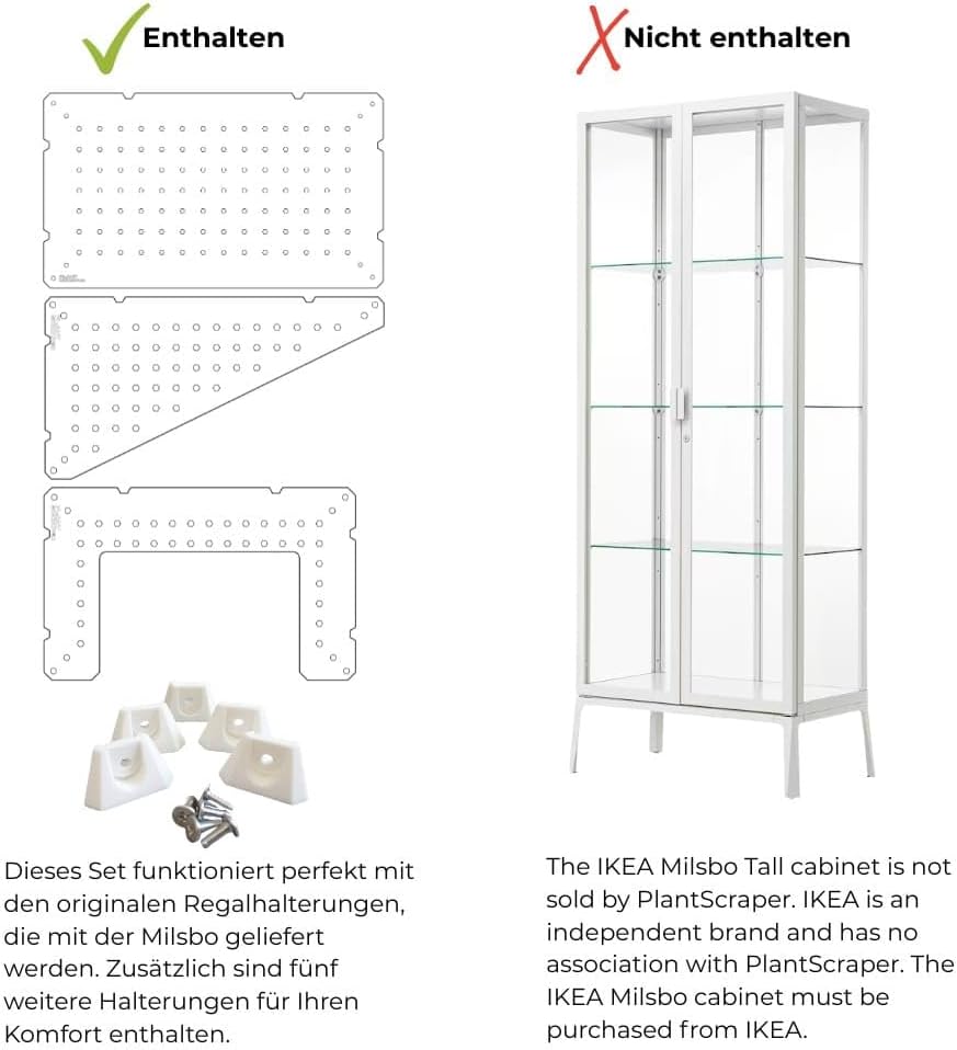 Einlegeböden für IKEA MILSBO Hoch Gewächshausschrank [3 Stück] - 8 mm dicke, klare Acryl-Pflanzenreg