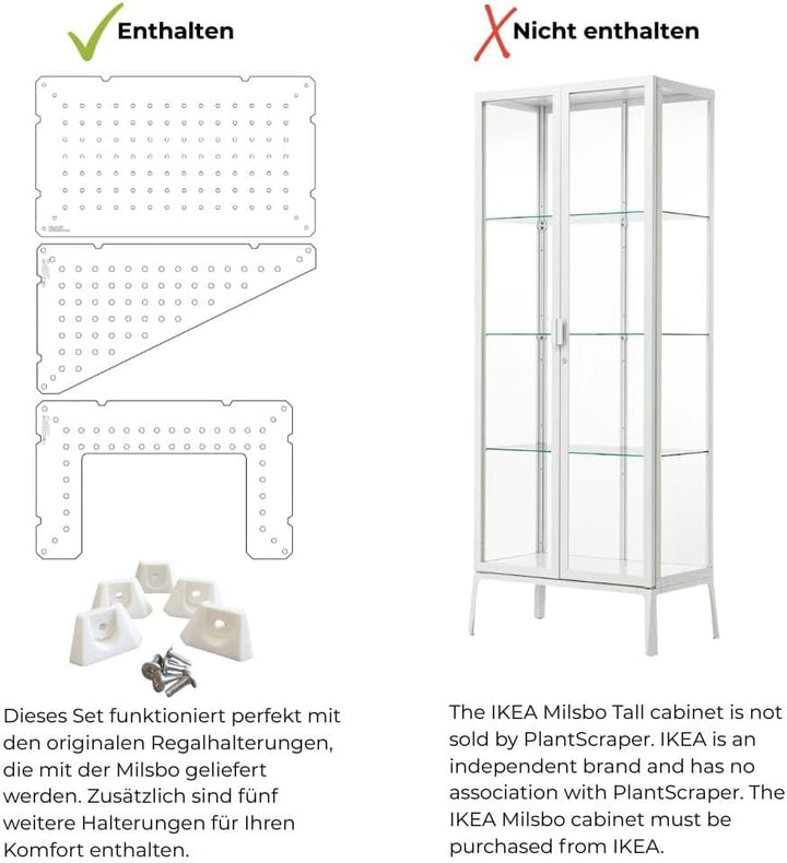 Einlegeböden für IKEA MILSBO Hoch Gewächshausschrank [3 Stück] - 8 mm dicke, klare Acryl-Pflanzenreg