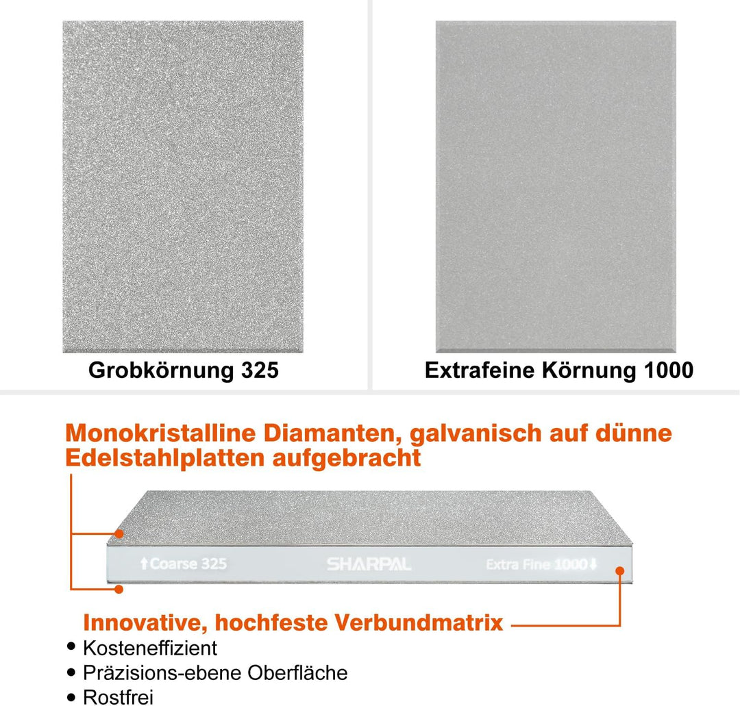 SHARPAL 168H Diamant Schleifstein Grob 325 / Extrafein 1000 Doppelseitig Wetzstein – Professioneller