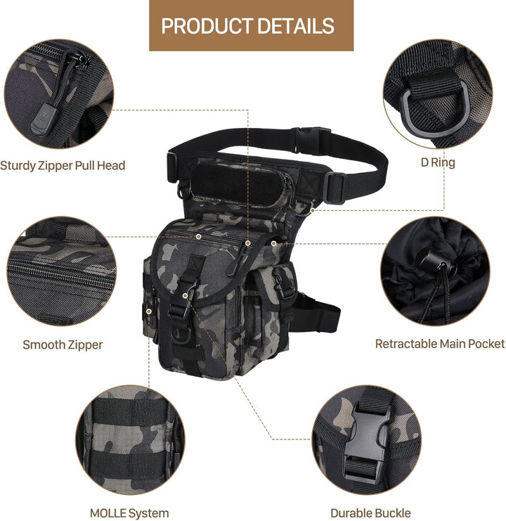 Huntvp Taktisch Beintasche Militär Beinbeutel MOLLE Hüfttasche Sport Tactical Leg Bag Armee Beintasc