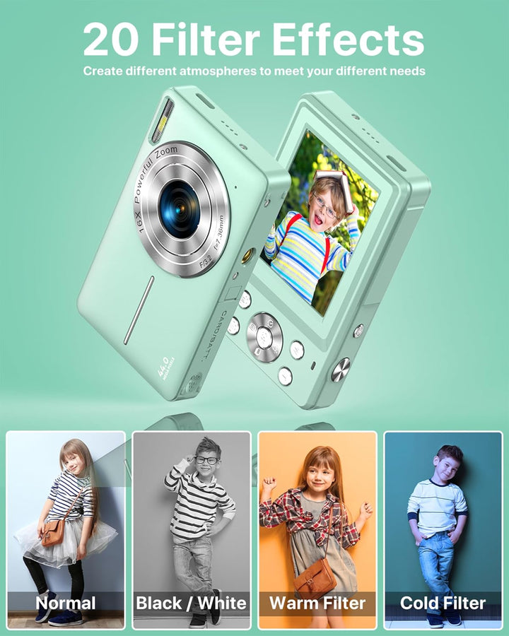 Digitalkamera 1080P Fotokamera 44MP Kamera Fotoapparat Tragbare Kompaktkamera mit 2,4" LCD Bildschir