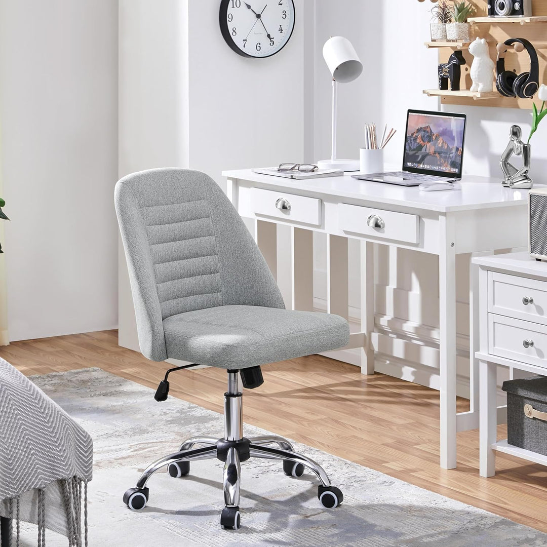 Yaheetech Bürostuhl Schreibtischstuhl Ergonomisch Gepolstert Stoff Drehstuhl mit Rollen Arbeitshocke