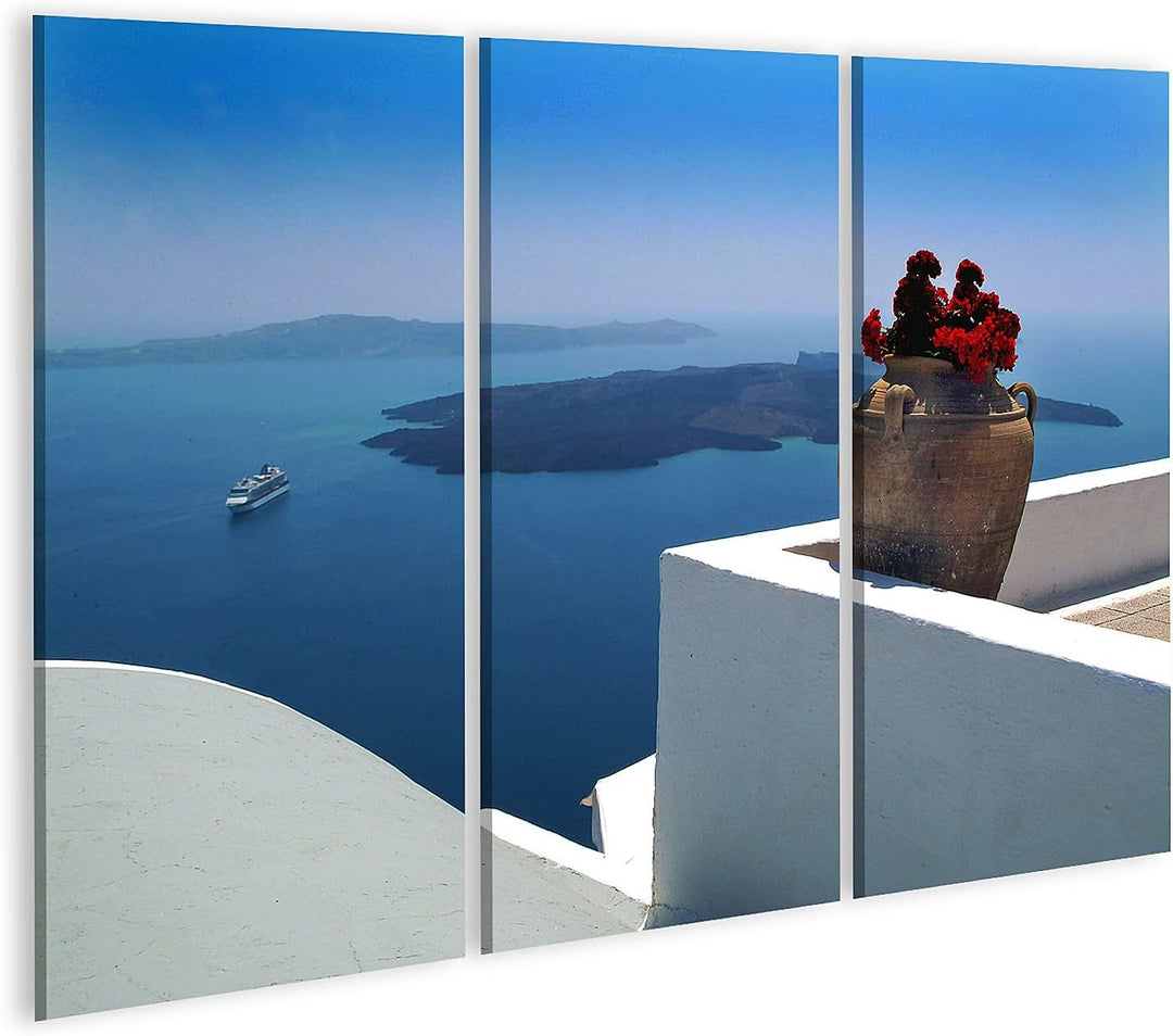 islandburner Bild auf Leinwand Santorini Griechenland Bilder Wandbilder Poster Leinwand 130x80cm - 3