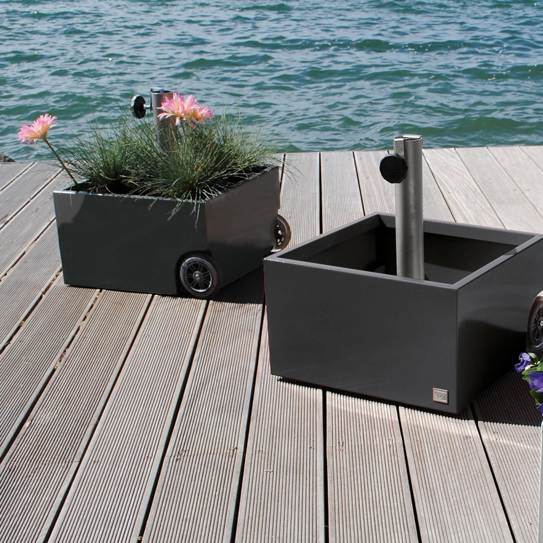 XXD Schirmständer grau mit Rollen Flowerpower