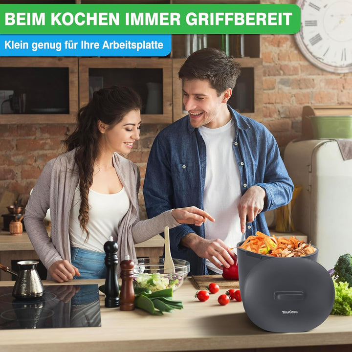 YourCasa Biomülleimer Küche 3,6L - Komposteimer für alltäglichen Biomüll Behälter Spülmaschinenfest