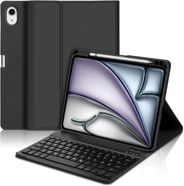 SENGBIRCH Hülle mit Tastatur für iPad Air 6. 11 Zoll (M2) 2024 - Magnetisch abnehmbar mit Deutsches