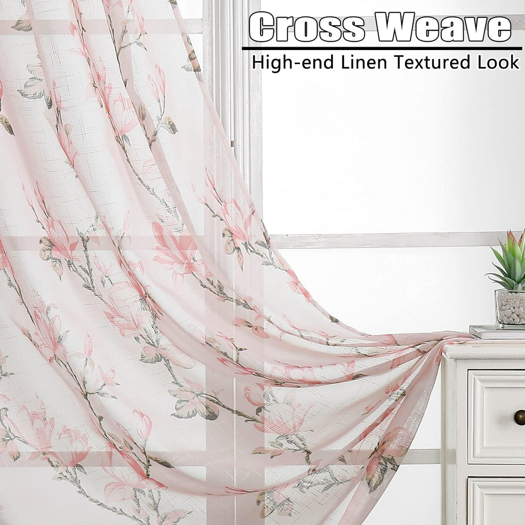 SMILE WEAVER Durchsichtige Vorhänge, 160 cm Länge, für Wohnzimmer, Blumenvorhänge, lichtfilternd, Vo