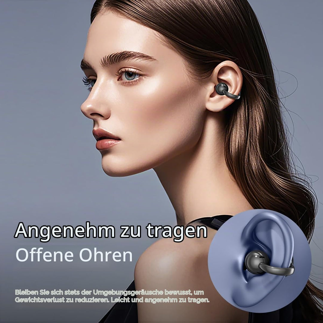 Bluetooth kopfhörer mit ohrclip, Bluetooth 5.4-Sportkopfhörer, Open Ear übersetzungskopfhörer,IPX5 w
