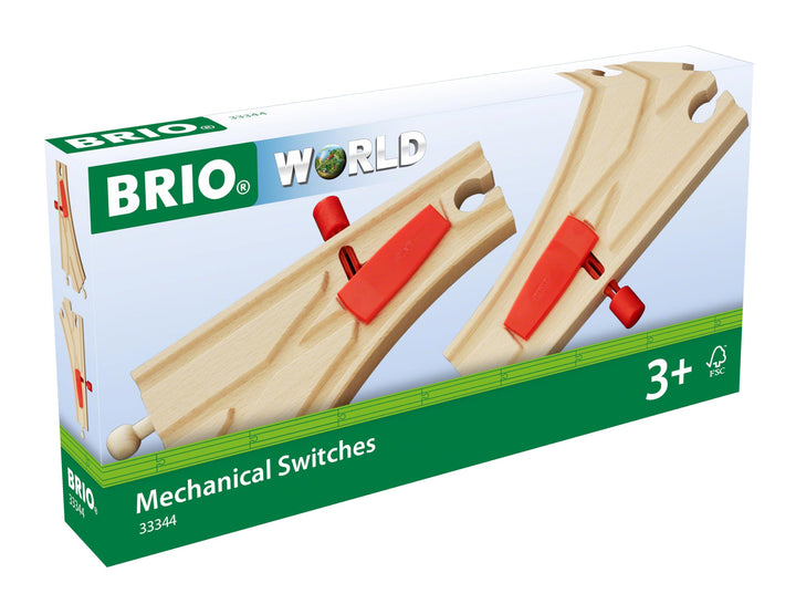 BRIO Bahn 33344 - Mechanisches Weichenpaar - Eisenbahnzubehör Holzeisenbahn - Empfohlen für Kinder a