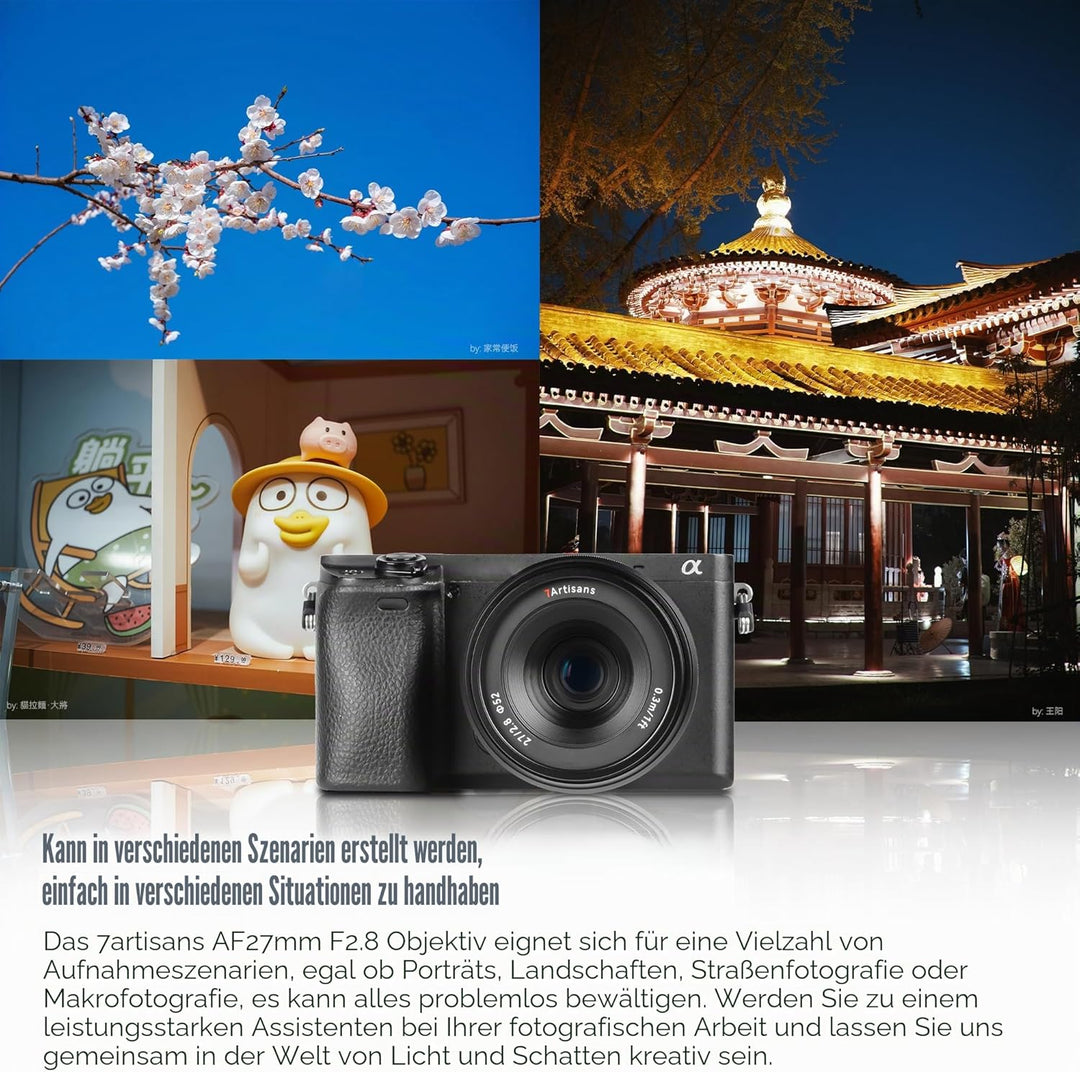 7artisans AutoFocus 27mm F2.8 APS-C Rahmenobjektiv,F2.8 Grosse Blende,Unterstützt Automatische/Manue