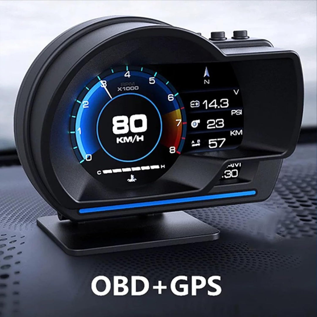 Geloo Head Up Display, Universal Geschwindigkeitsmesser Auto HUD OBD2 + GPS Dual System Digital Tach